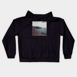 View from the Spanish mountain Spain sightseeing trip photography from city scape Barcelona Blanes Malgrat del Mar Santa Susuana Kids Hoodie